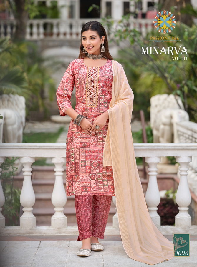 Minarva By Passion Tree Printed Straight Kurti With Bottom Dupatta Wholesale Market In Surat